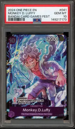 One Piece CCG Monkey.D.Luffy Bandai Card Games Fest '23-'24 P-041 PSA 10 - Image 1