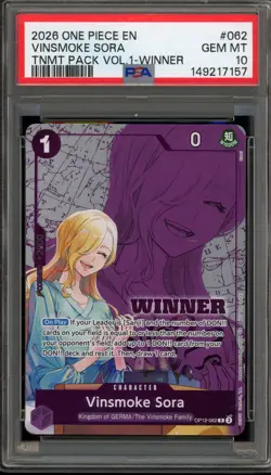 One Piece CCG Vinsmoke Sora Tournament Pk. Vol. 1 Winner OP12-062 PSA 10 - Image 1