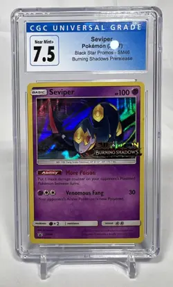 Pokemon Card Seviper Prerelease Burning Shadows SM46 Black Star Promo CGC 7.5 - Image 1