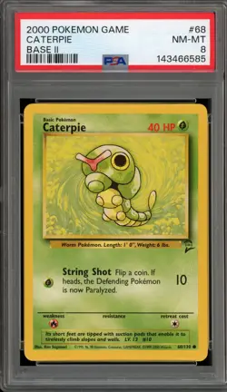 Pokemon Caterpie Base Set 2 #68 PSA 8 - Image 1