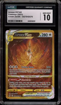 Pokemon Arceus VSTAR Crown Zenith Secret Rare Full Art #GG70 CGC 10 Gem Mint - Image 1