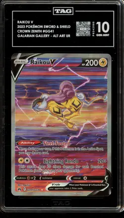 Pokemon Raikou V Crown Zenith Galarian Gallery Full Art #GG41 TAG 10 Gem Mint - Image 1