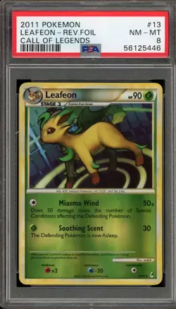 Pokemon Leafeon Call of Legends Reverse Holo Rare #13 PSA 8 - Image 1