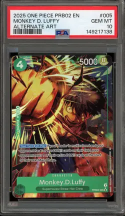 One Piece CCG Monkey.D.Luffy Alternate Art PRB02-005 PSA 10 Gem Mint - Image 1
