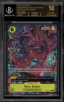 One Piece CCG Nico Robin Emperors/New World Alt Art OP09-017 BGS 10 BLACK LABEL - Image 1