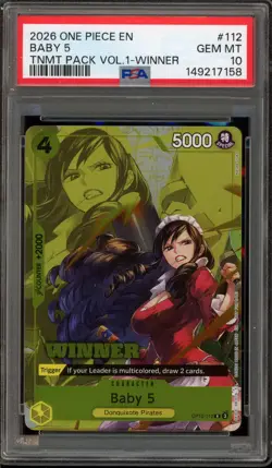One Piece CCG Baby 5 Tournament Pk. Vol. 1 Winner OP12-112 PSA 10 Gem Mint - Image 1