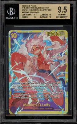 One Piece CCG Monkey.D.Luffy PRB01 OP05-119 Missing Pen Logo BGS 9.5 - Image 1