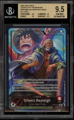 One Piece CCG Silvers Rayleigh Legacy of the Master Alt Art OP12-001 BGS 9.5 - Image 1