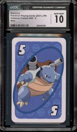 Pokemon Blastoise 5 Pocket Uno Playing Cards Blue Japanese CGC 10 Gem Mint - Image 1