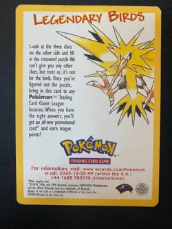 Legendary Birds Clue Card - Promo WOTC 2002 - Pokemon TCG League MP+/LP - Image 1