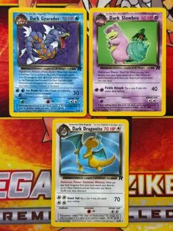 Pokemon TCG (3) Card Lot - Wotc Team Rocket Dark Dragonite / Gyarados / Slowbro - Image 1