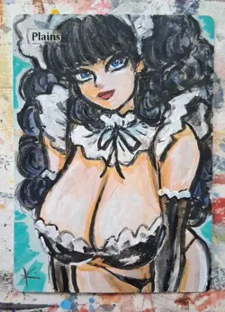 Altered MtG Hand Painted Plains One Of A Kind Anime - Image 1