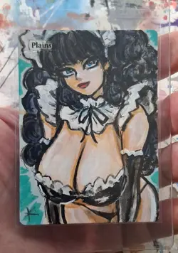 Altered MtG Hand Painted Plains One Of A Kind Anime - Image 2