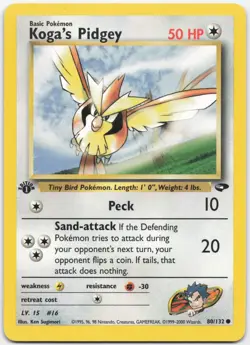 Koga's Pidgey 80/132 Common Gym Challenge Pokemon 1st Edition Lightly Played - Image 1