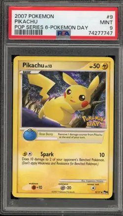 Pokemon Pikachu POP Series 6 Pokemon Day #9 PSA 9 Mint - Image 1