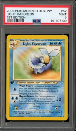 Pokemon Light Vaporeon Neo Destiny 1st Edition #52 PSA 9 Mint - Image 1