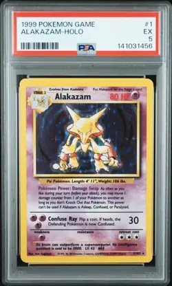 1999 POKEMON GAME #1 ALAKAZAM-HOLO PSA 5 - Image 1