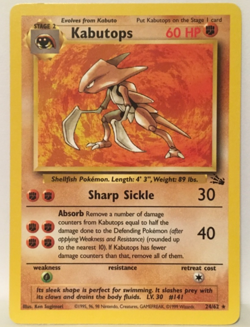 Unlimited Fossil Pokemon TCG Kabutops 24/62 Vintage 1999 - Image 1
