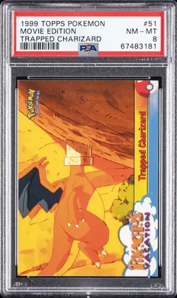 1999 TOPPS POKEMON THE MOVIE EDT TRAPPED CHARIZARD #51 MOVIE EDITION PSA 8 - Image 1
