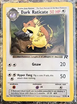 Pokemon 2000 Team Rocket Dark Raticate 51 NM or better - Image 1