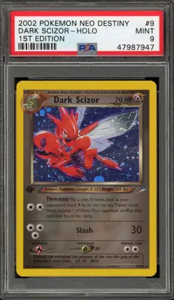 Pokemon Dark Scizor Neo Destiny 1st Edition Holo Rare #9 PSA 9 Mint - Image 1