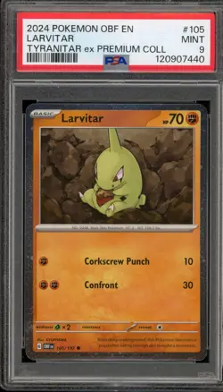 Pokemon Larvitar Tyranitar ex Premium Coll. Obsidian Flames Holo #105 PSA 9 Mint - Image 1
