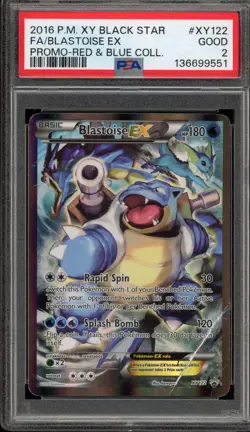 Pokemon Blastoise EX Red & Blue Coll. Black Star Full Art Promo XY122 PSA 2 - Image 1