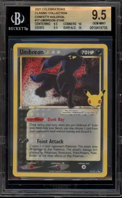Pokemon Umbreon Gold Star Celebrations Classic Coll POP Series 5 #17 BGS 9.5 - Image 1