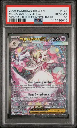 2025 POKEMON MEG EN MEGA EVOLUTION #178 MEGA GARDEVOIR EX PSA 10 NEW SLAB !! - Image 1