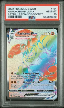 2022 POKEMON SWORD & SHIELD ASTRAL RADIANCE SECRET FULL ART/MACHAMP VMAX PSA 10 - Image 1