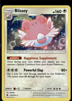 Blissey 153/214 Holo Rare Lost Thunder Pokemon Holo Near Mint - Image 1