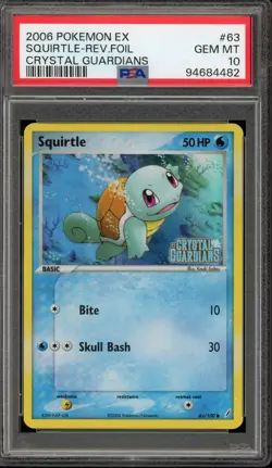Pokemon Squirtle EX Crystal Guardians Reverse Holo #63 PSA 10 Gem Mint - Image 1