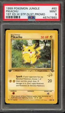 Pokemon Pikachu Gold Wiz Stamp Duelist Promo Jungle 1st Edition #60 PSA 9 Mint - Image 1
