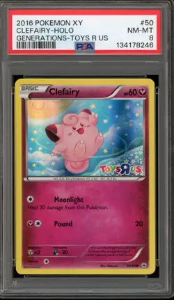 Pokemon Clefairy Toys R US XY Generations Holo #50 PSA 8 - Image 1
