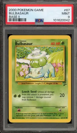 Pokemon Bulbasaur Base Set 2 #67 PSA 9 Mint - Image 1