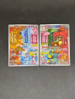 Pokemon TCG Deerling (165/162) & Sawsbuck (166/162) Holo Illustration Art Rares - Image 1