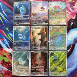 Pokemon 151 Complete Starters 9 card Evolution Set: Charizard Venusaur Blastoise - Image 1