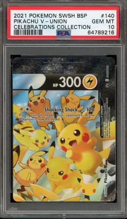 Pokemon Pikachu V-Union Celebrations Coll. Black Star Promo SWSH140 PSA 10 - Image 1
