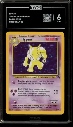 Pokemon Hypno Fossil Unlimited Holo Rare #8 TAG 6 - Image 1