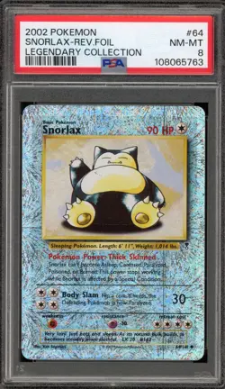 Pokemon Snorlax Legendary Coll. Reverse Holo #64 PSA 8 - Image 1