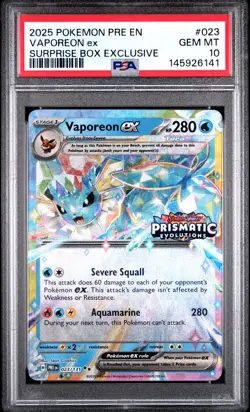 Vaporeon EX 023/108 Surprise Box Exclusive Pokemon PSA 10 - Image 1