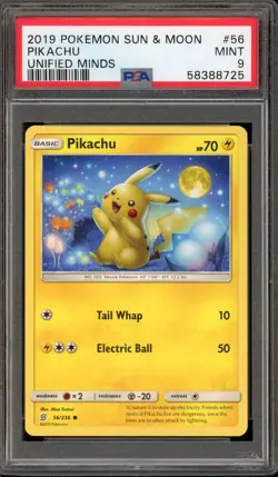 Pokemon Pikachu Unified Minds #56 PSA 9 Mint - Image 1