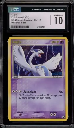 Pokemon Lugia EX Unseen Forces Reverse Holo Rare #29 CGC 10 Gem Mint - Image 1