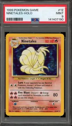 Pokemon Ninetales Base Set Unlimited Holo Rare #12 PSA 9 Mint - Image 1