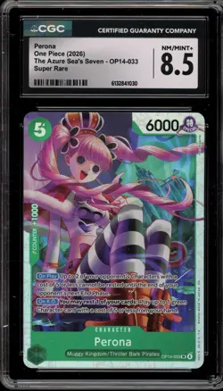 One Piece CCG Perona Azure Sea's Seven Super Rare OP14-033 CGC 8.5 - Image 1