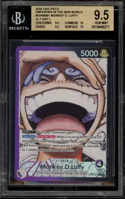 One Piece CCG Monkey.D.Luffy Emperors In the New World Alt Art OP09-061 BGS 9.5 - Image 1