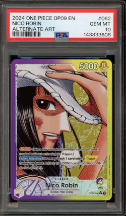 One Piece CCG Nico Robin Alternate Art OP09-062 PSA 10 Gem Mint - Image 1