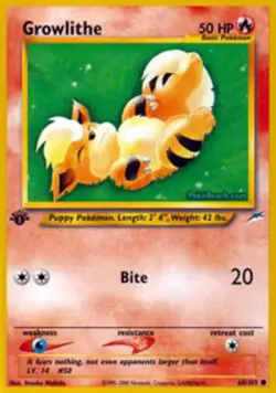 1x Growlithe - 68/105 - Common - 1st Edition Lightly Played Pokemon G2 - Neo Des - Image 1