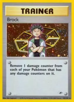 1x Brock - 15/132 - Holo Rare - Unlimited Edition Lightly Played Pokemon G1 - Gy - Image 1