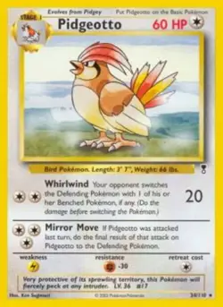 1x Pidgeotto - 34/110 - Rare Lightly Played Pokemon G2 - Legendary Collection - Image 1